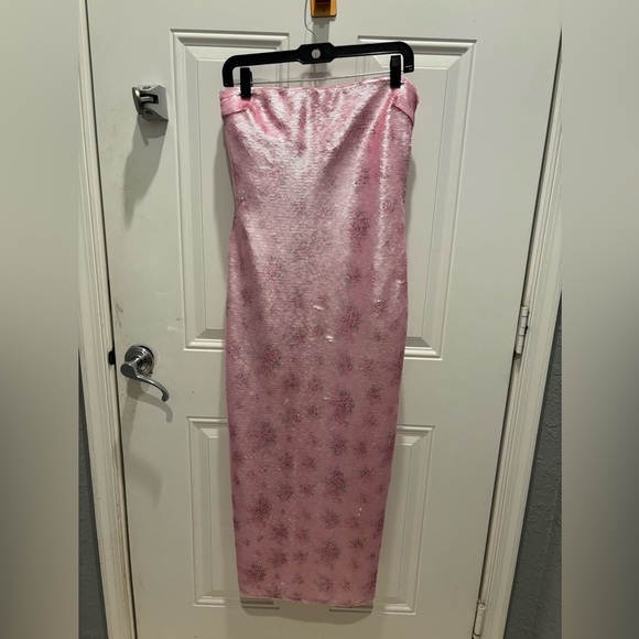 LoveShackFancy Stasia Sequin Dress Pink Strapless Evening Cocktail Party Sz 6 - Picture 4 of 6